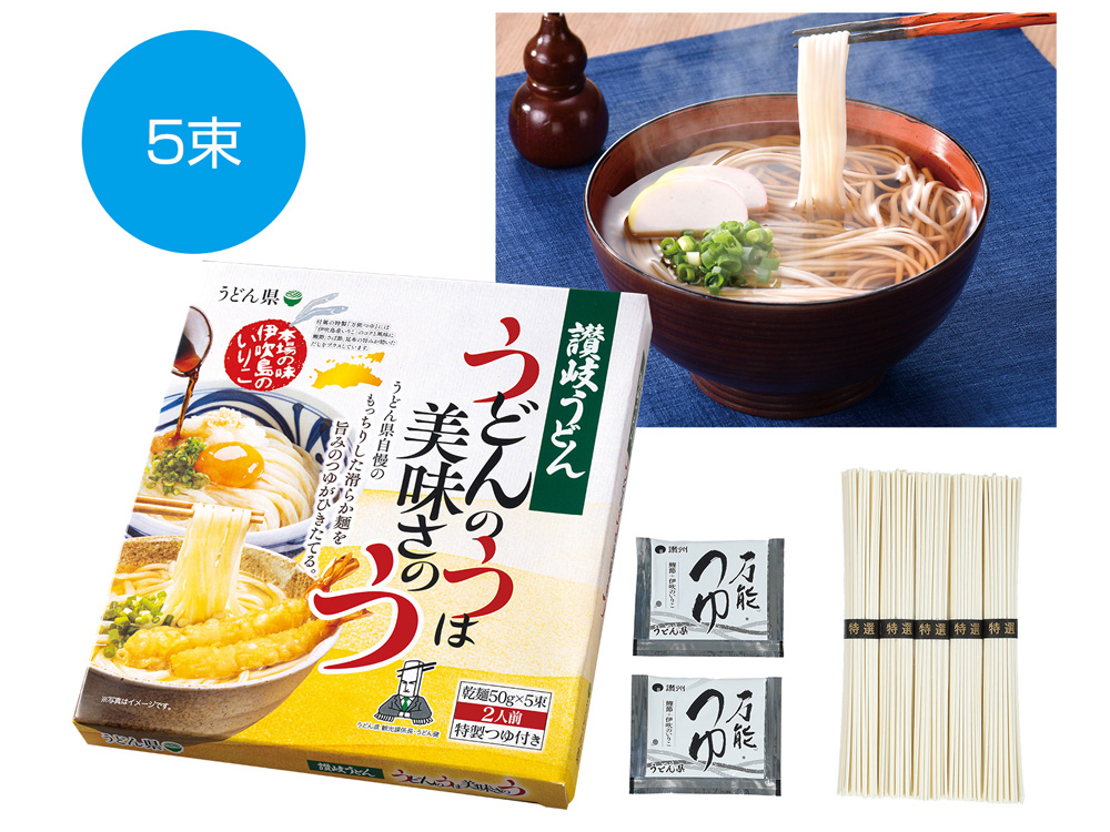 うどん県 讃岐うどん 5束つゆ付